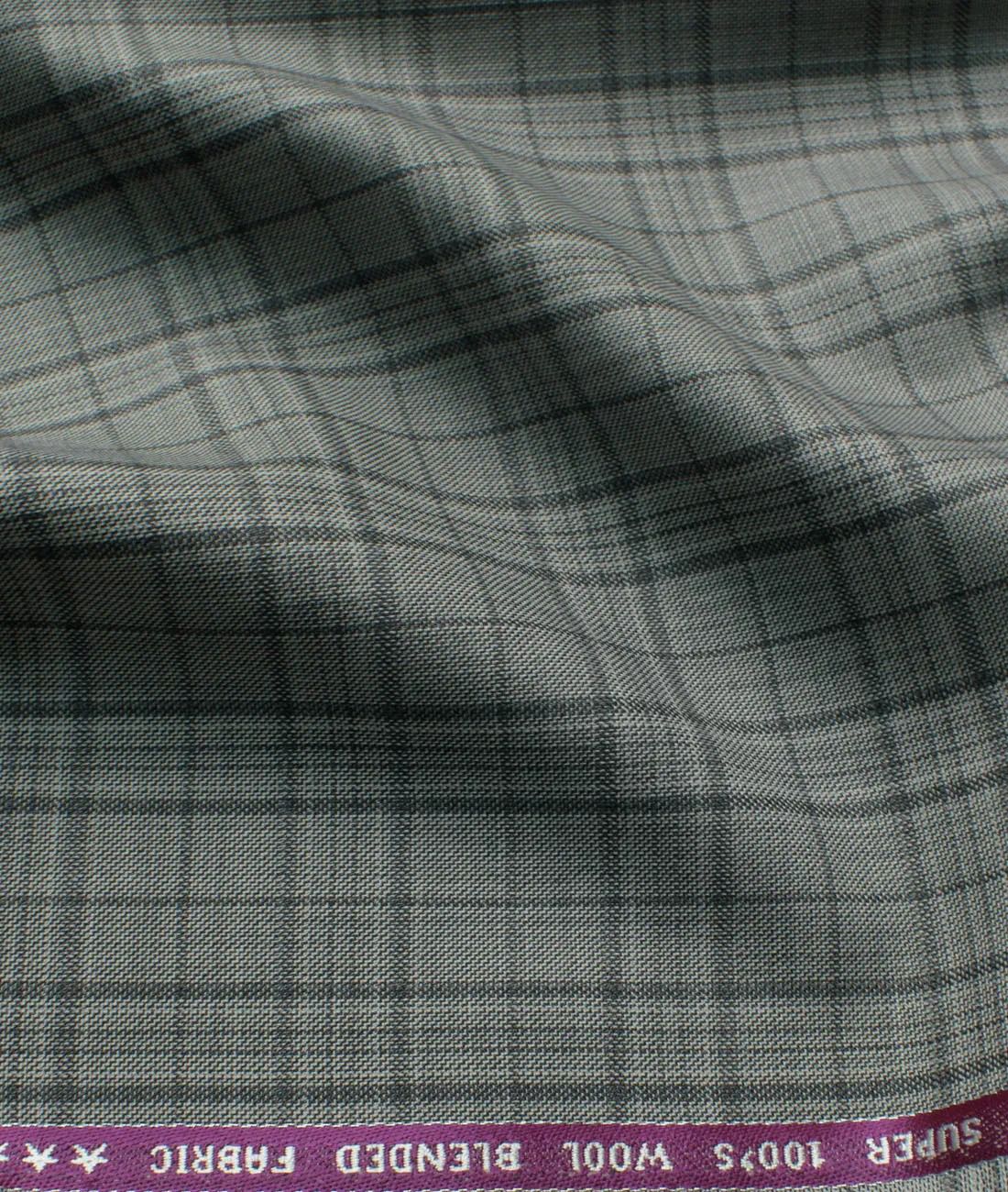 Italian Vaughan Checks Super 100GÇÖs Unstitched Suiting Fabric (Light Grey)