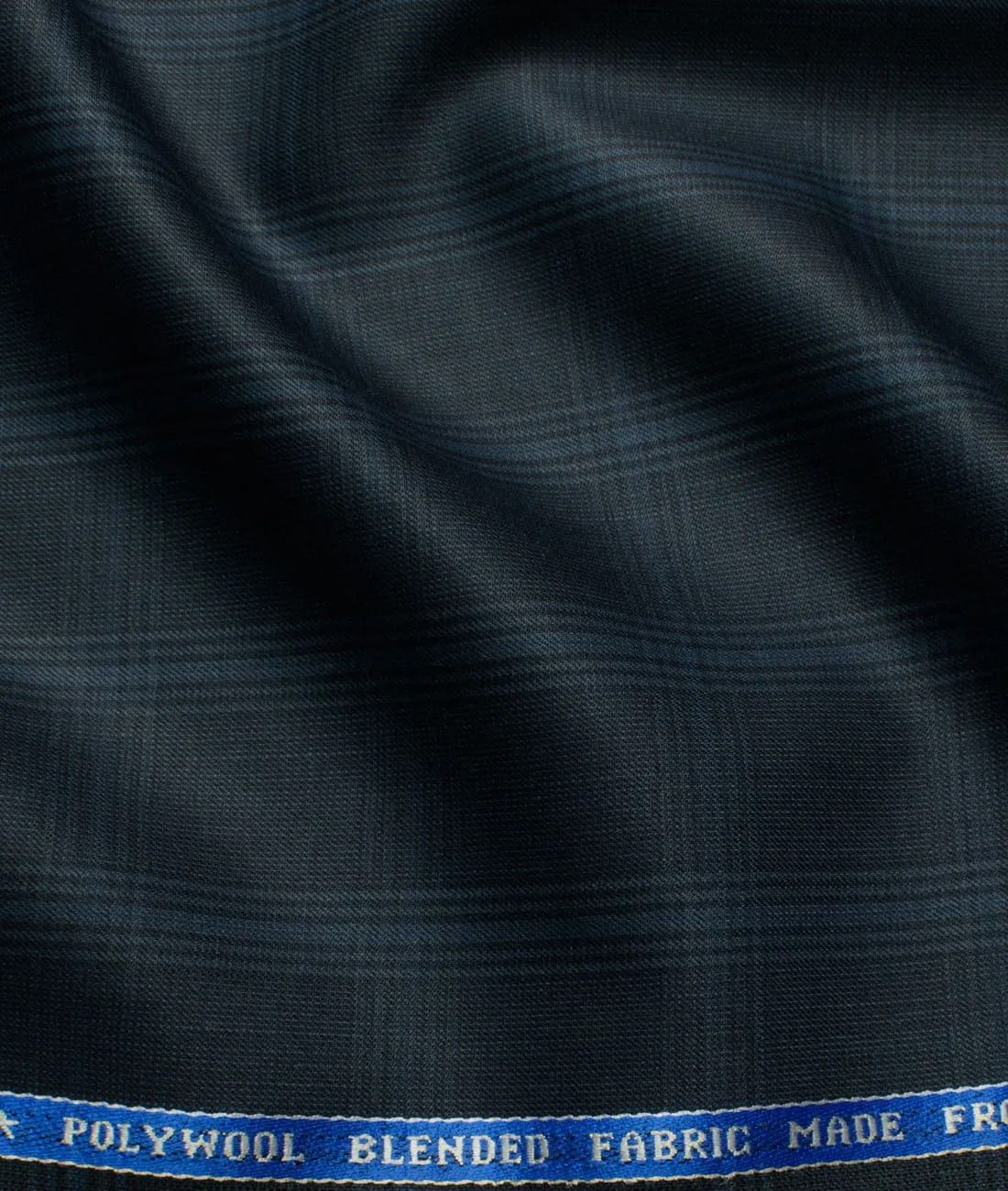 MenGÇÖs Wool Checks Super 70GÇÖs Unstitched Suiting Fabric (Dark Aegean Blue)