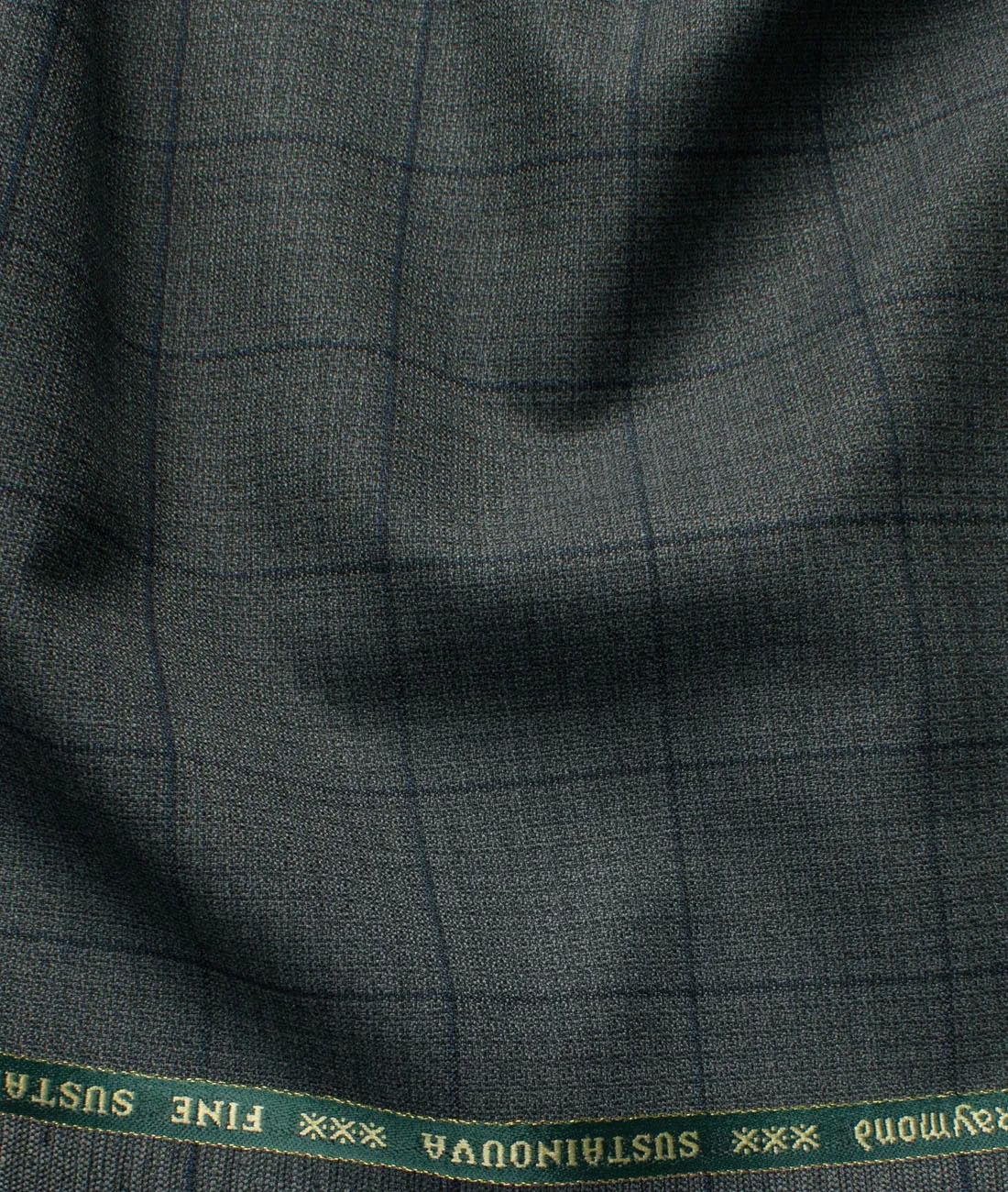 Wool Checks Super 100GÇÖs Unstitched Suiting Fabric (Dark Grey) Pattern Checks Feel Very Fine and Soft Color Dark Grey Structured base with Blue Check