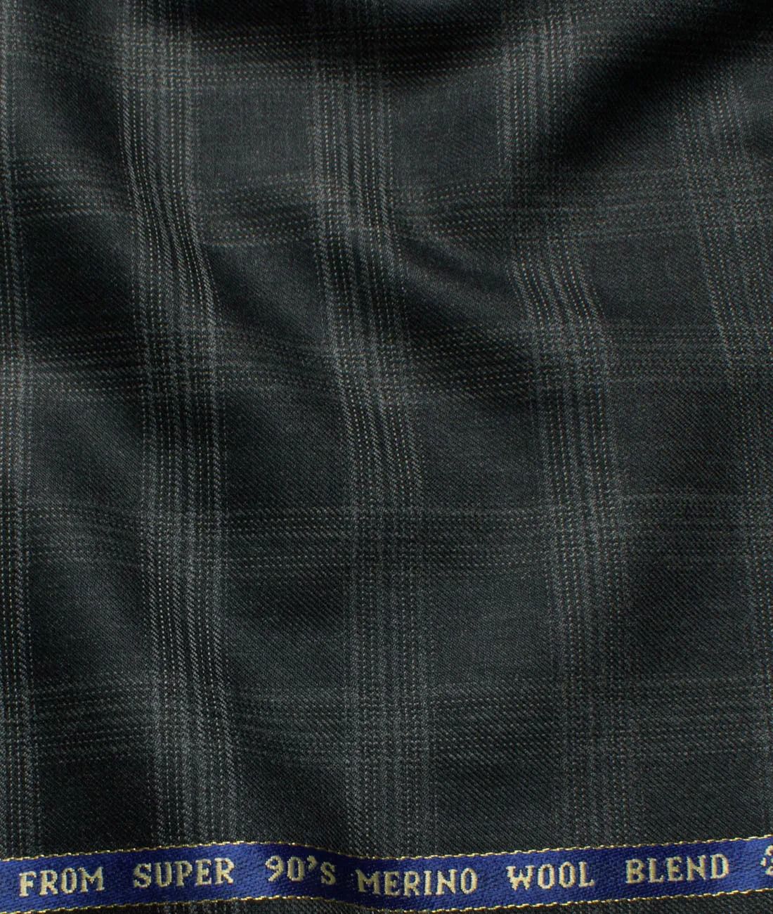 Wool Checks Super 90GÇÖs Unstitched Suiting Fabric (Dark Grey)